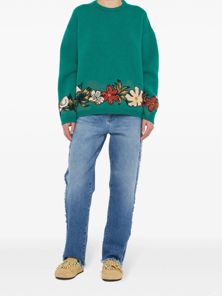 Cheap Women cashmere intarsia-knit Alanui floral jumper 0420